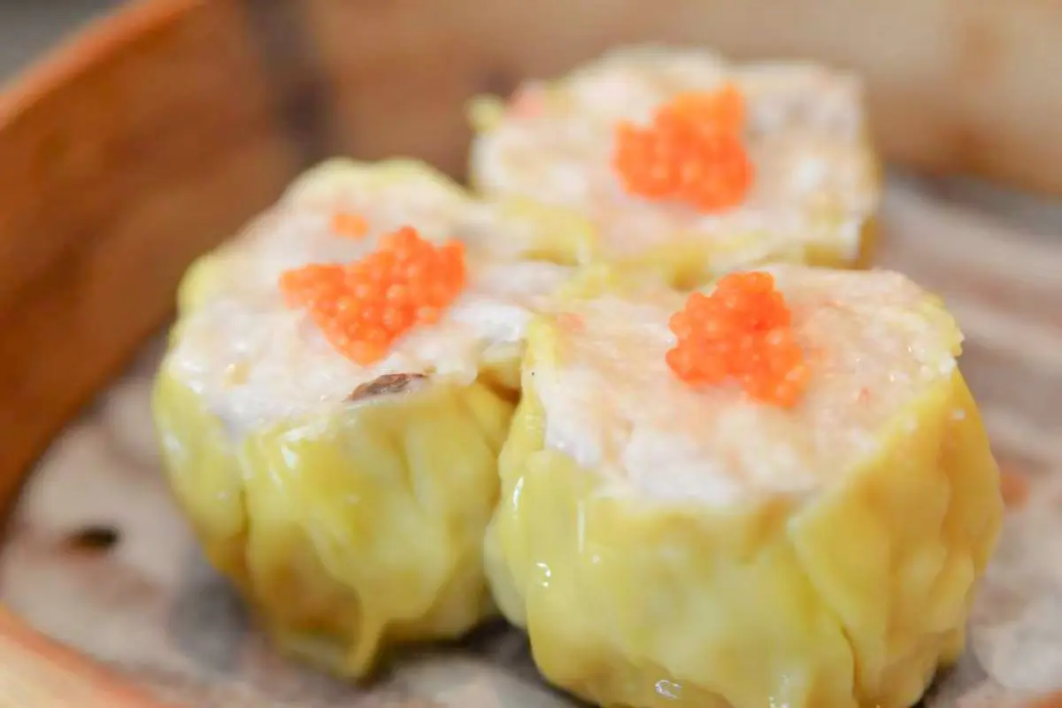 Shumai with fish roe at One More Bite Dumpling House, a Chinese Restaurant in Chino