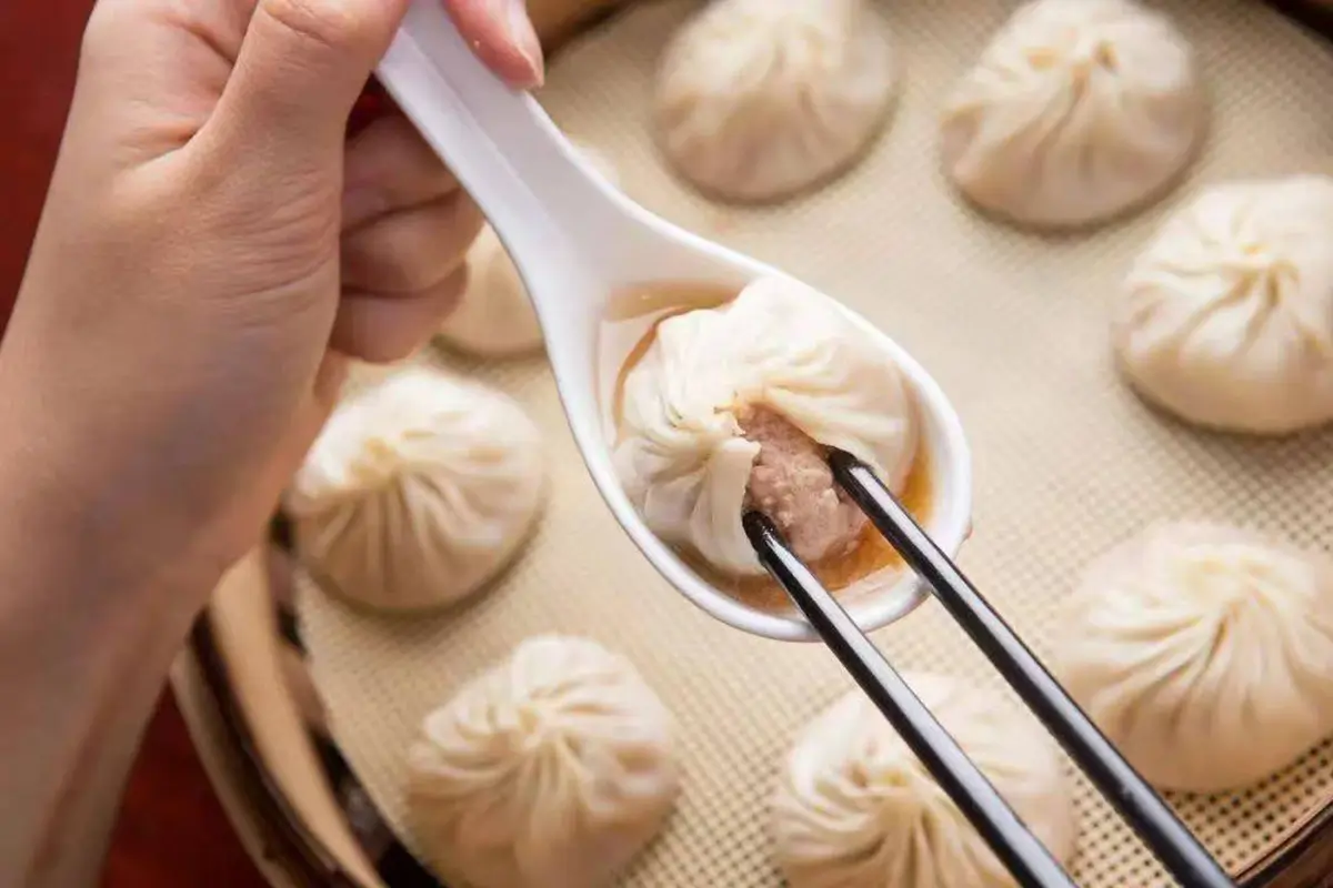 Xiaolongbao (soup dumplings) at One More Bite Dumpling House, a Chinese Restaurant in Chino